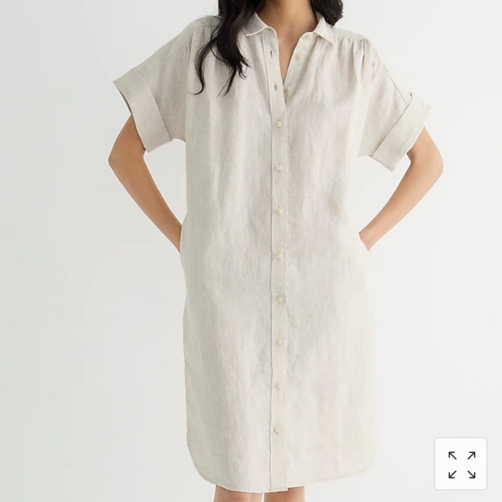 J. Crew - Relaxed-fit short-sleeve Irish linen shirtdress. Flax. Medium Tall